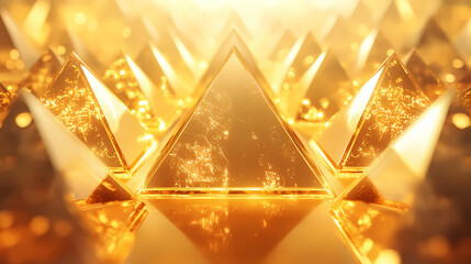 Wall Mural - abstract golden pyramids with light reflections for luxury visual concepts. golden pyramid. illustra