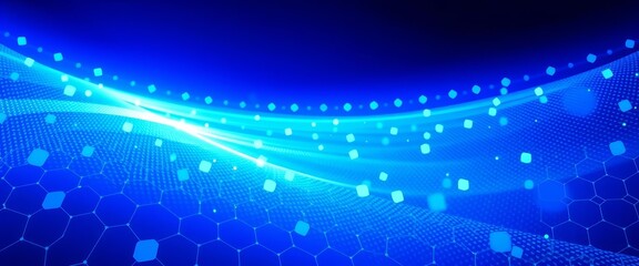 Wall Mural - abstract blue glowing hexagon gradient geometric lines background vector illustration, cosmos, geome