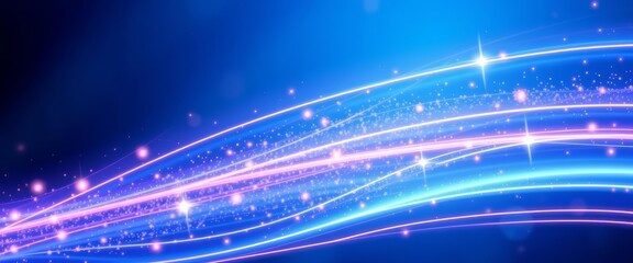 Wall Mural - abstract dynamic blue background, glowing lines, sparkling particles futuristic energy, effect, ener