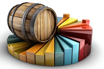 Fototapete - Barrel Morphing Into Pie Chart Showcasing Energy Distribution Across Various Segments