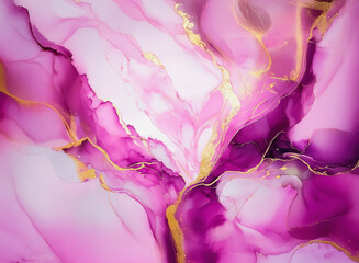 Poster - Hints: Abstract fluid art with vibrant pinks, purples, and gold details create an elegant design.

Abstract flowing artwork. Pinks, purples, and gold accent a fluid composition. An elegant, vibrant de