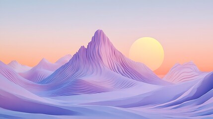 Wall Mural - Pastel Sunset Mountain Landscape.