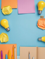 Poster - Bright Ideas for Financial Planning and Startup Strategies With Creative Planning Tools on a Blue Background