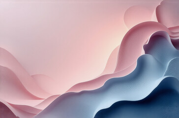 Canvas Print - serene abstract landscape featuring soft, flowing pastel shapes in shades of pink and blue, creating