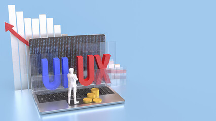The UI and UX on notebook for website or application concept 3d rendering.