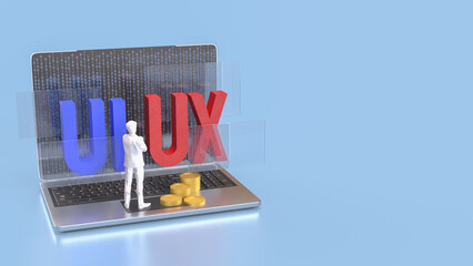 The UI and UX on notebook for website or application concept 3d rendering.