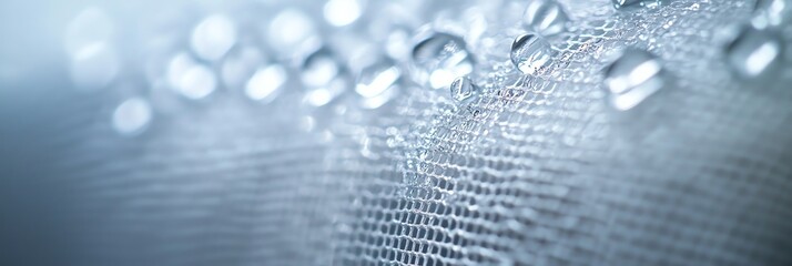 Water Droplets on Mesh Surface in Macro Shot with Soft Lighting