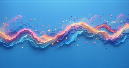 Aufkleber - A dreamy, ethereal design, with colorful, flowing lines across a vibrant blue background. Hints of magic and sparkle shimmer throughout. This artwork evokes a sense of wonder and peacefulness.