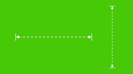 2D Measurement Arrows icon Animation with dotted lines on Green Screen Background | Vertical and Horizontal Scale Indicator Motion Graphics Clip for Dimension Indicators 