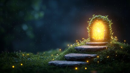 Wall Mural - Enchanted glowing portal surrounded by nature