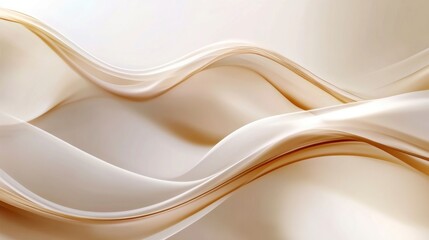 Poster - Abstract beige and cream wavy flowing silk fabric textile background.
