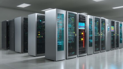 Leinwandbilder - Modern server room showcasing cutting edge data storage high tech infrastructure computer network security