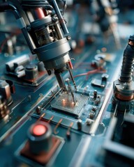 Poster - Advanced Technology in Semiconductor Production Precision Robotic Arm Soldering Microchip with Laser Focus