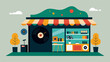 © Justlight - A local souvenir shop sells trinkets made from recycled vinyl records offering tourists a unique and environmentallyfriendly souvenir option. Vector illustration