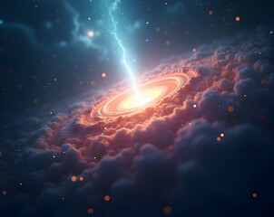 abstract cosmic light ray composition with vibrant colors and dynamic light effects, radiating energ