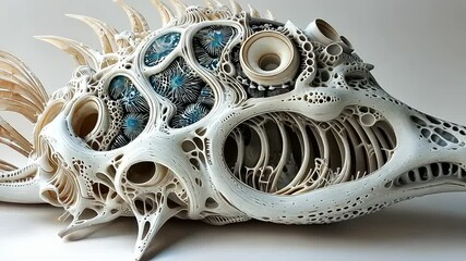 Intricate Biological Sculpture of Aquatic Creature: A Study in Form and Texture