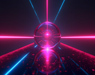 Wall Mural - captivating neon double slit experiment illustration showcasing quantum physics with striking pink a