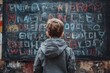 © Five Million Stock - Child struggling with dyslexia shown through jumbled letters on chalkboard in classroom