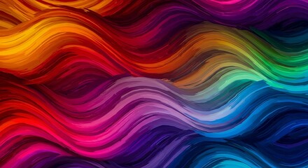 Poster - A colorful, wavy line of hair with a rainbow of colors
