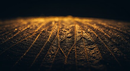 Poster - The image is a close up of a leaf with water droplets on it