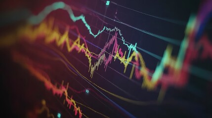 Poster - Abstract colorful financial data graph on screen.