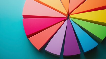 Leinwandbilder - Colorful pie chart segments on blue background.