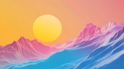 Wall Mural - Pastel Sunset Mountain Range.