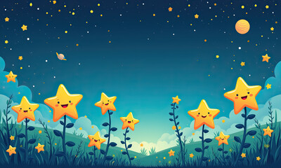 cute starry night sky background - whimsical illustrations