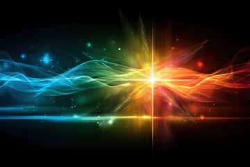 Poster - Glowing Medical Star Radiating a Rainbow Trail and Wellness Aura in a Vibrant Cosmic Space