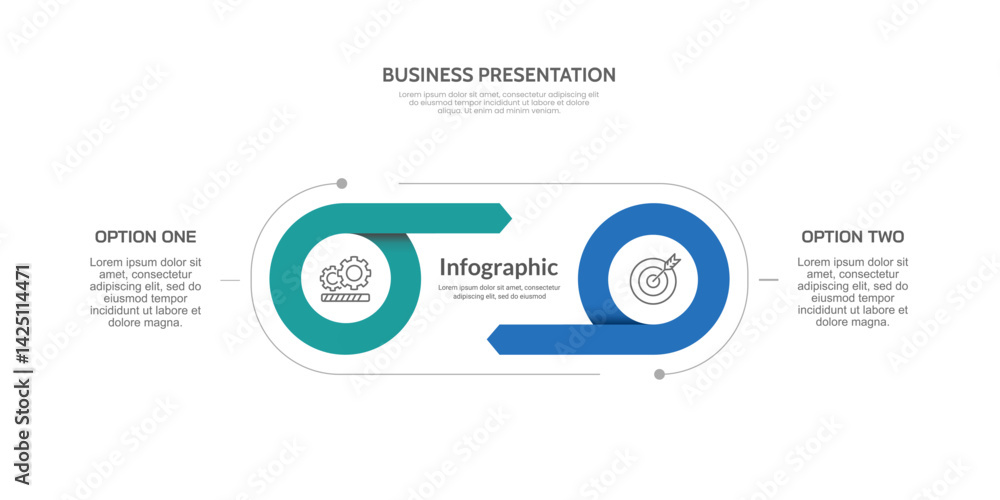 2 Option circle with arrow Infographic template. Visual Comparison of ...