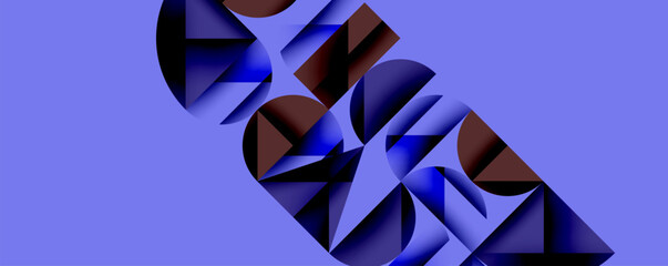 Wall Mural - abstract geometric composition. dark shapes overlap, creating dynamic visual effect against vibrant 