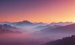 © Supagorn - Misty mountains, ombre sunset sky, gradient colors,  image,  ombre,  clouds