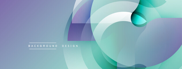 Poster - Abstract geometric design. Overlapping circles create layered effect. Soft purple, teal hues dominate composition. Modern, minimalist aesthetic. Background suitable for digital projects.