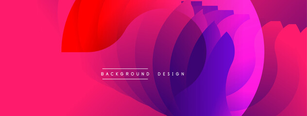 Poster - Abstract vibrant layers create dynamic flow. Pink, purple, red hues blend seamlessly forming modern background design. Smooth gradients suggest movement, depth.