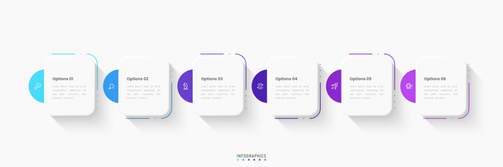 Wall Mural - Vector Infographic label design template with icons and 6 options or steps. Can be used for process diagram, presentations, workflow layout, banner, flow chart, info graph.