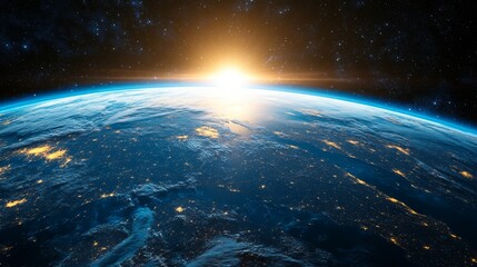Wall Mural - sunrise over earth a stunning view from space nature landscape cosmic environment astronomical conce