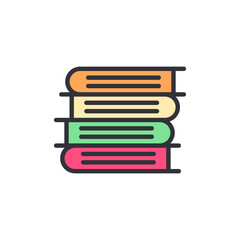 Wall Mural - Pile of book colored icons, minimalist vector illustration ,simple transparent graphic element .Isolated on white background