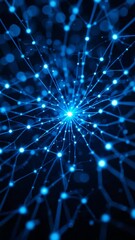Wall Mural - Abstract Blue Network Radiating Light. AI Generated