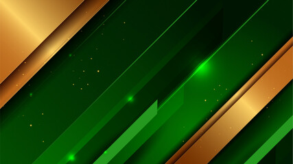 Wall Mural - Abstract green background with elegant diagonal gold lines, Islamic and Diwali festival banner, invitation wallpaper design, luxury vector art, 1920x1080, not AI generated