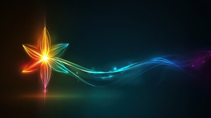 Poster - Glowing Medical Star Radiates a Rainbow Trail With a Wellness Aura for Holistic Healing and Positive Energy
