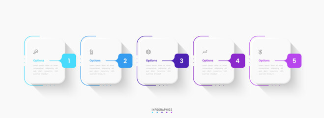 Wall Mural - Vector Infographic label design template with icons and 5 options or steps. Can be used for process diagram, presentations, workflow layout, banner, flow chart, info graph.