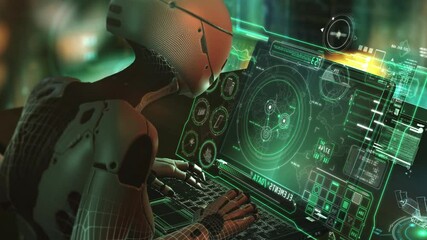 Wall Mural - advanced ai analyzing data on futuristic laptop screen