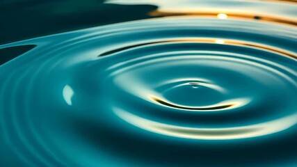Wall Mural - Close-up of serene turquoise water ripples expanding outwards, creating a calming, meditative visual experience
