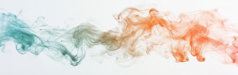 Leinwandbilder - Muted Peach and Teal Abstract Smoke Art with Textured Pencil Stroke Effects on White Background