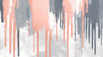 Leinwandbilder - Abstract pencil strokes backdrop with gentle drip design in soft gray and salmon colors for creative background use