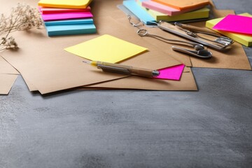 Poster - Creative Workspace for Planning Financial Strategies and Startup Ideas With Colorful Stationery and Pens on a Rustic Surface