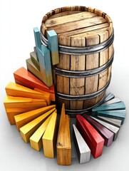 Leinwandbilder - Barrel Morphs Into Pie Chart Illustrating Energy Distribution in a Creative and Visually Engaging Design Concept