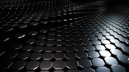 Wall Mural - Abstract Hexagon Pattern: Dark Metallic Surface 4K Animation Loop Background