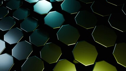 Wall Mural - abstract hexagon pattern: green and teal geometric design