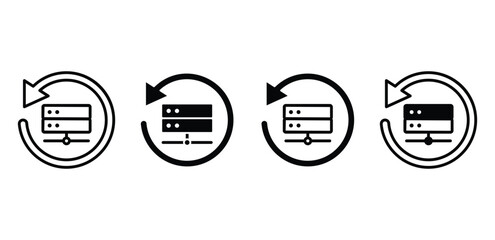 Recovery Server Icon Set Black and White Circular Refresh Symbols Vector Design